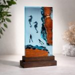 Seahorse & Diver Resin Lamp Tabletop Home Decor