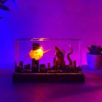 Shin Godzilla Resin Lamp Atomic Breath Purple-Pink Glow Dark Background