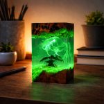 Toothless Dragon Resin Lamp Cozy Bookshelf Green Glow