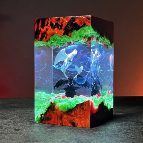 Toothless Dragon Resin Lamp Green Glow Night Fury Edition