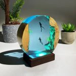 Two Divers Resin Lamp Bright Modern Desk Setup