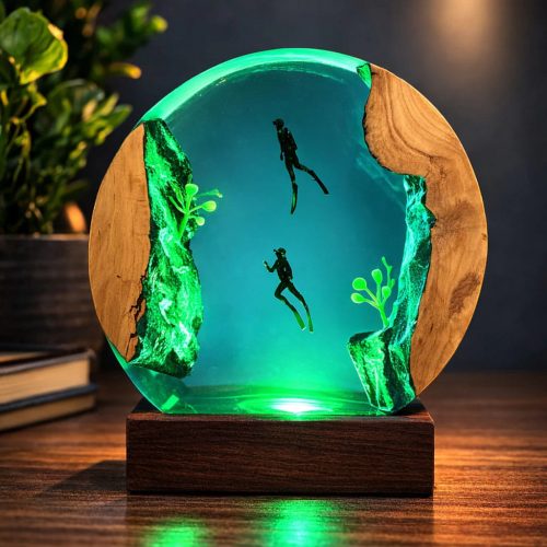 Two Divers Resin Lamp Cozy Home Office Decor