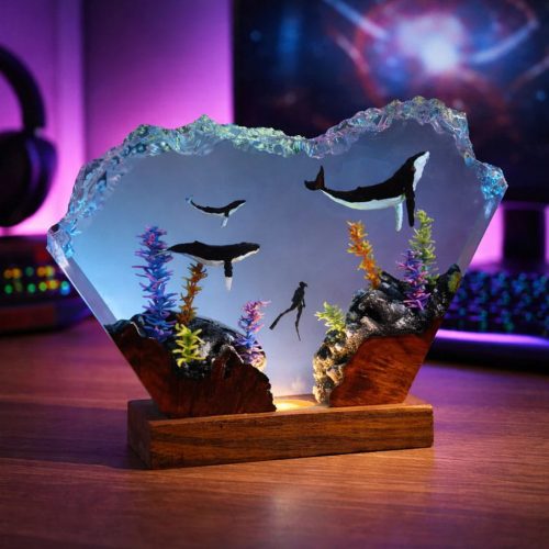 Whales Resin Lamp Gaming Room Night Glow