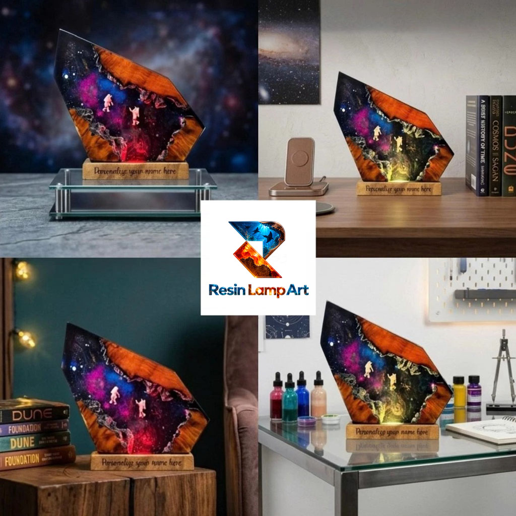 Astronaut Galaxy Resin Lamp Bedside Table