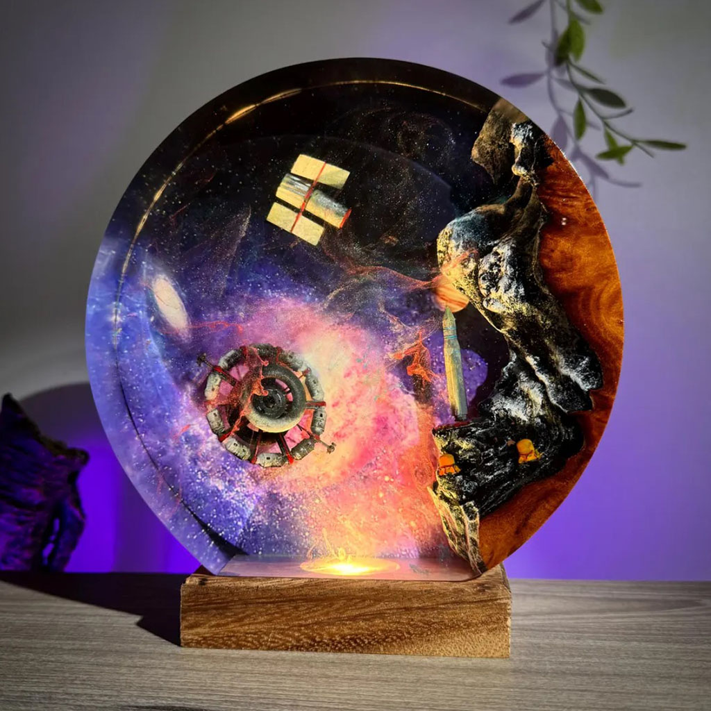 Astronaut Galaxy Resin Lamp Purple Glow