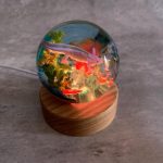 Axolotl Resin Lamp on Wood Base