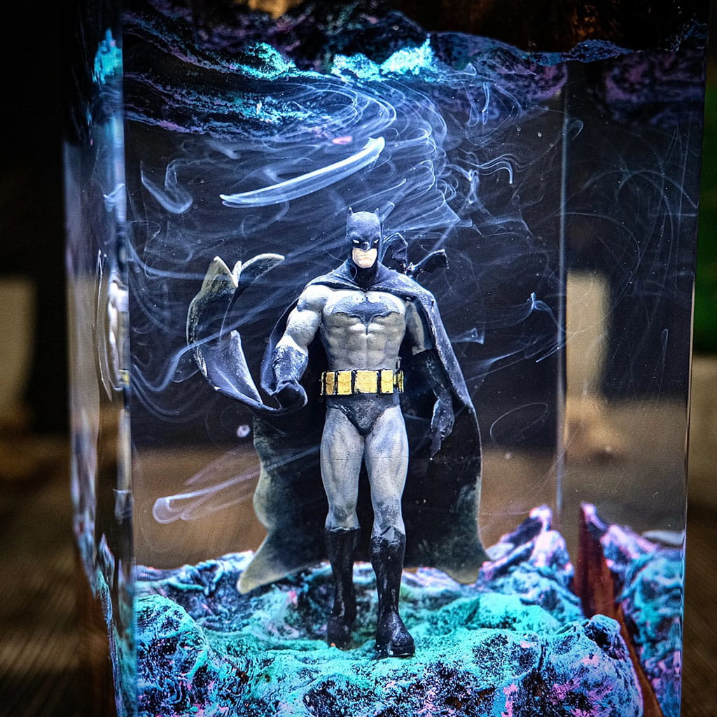 Batman Resin Lamp Close Up Blue Storm Effect