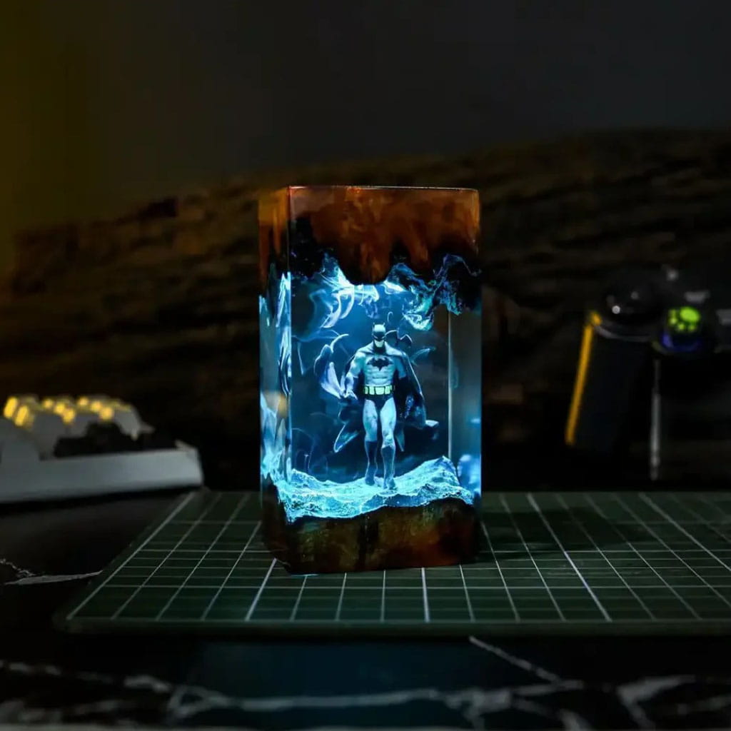 Batman Resin Lamp Cutting Mat Blue Glow Decor