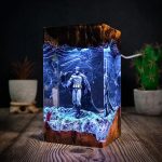 Batman Resin Lamp Wooden Desk Blue Glow Decor