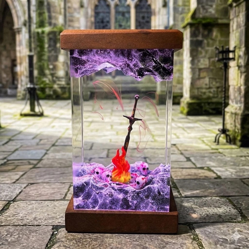 Bonfire Dark Souls Fiery Sword Lamp Epoxy Night Light