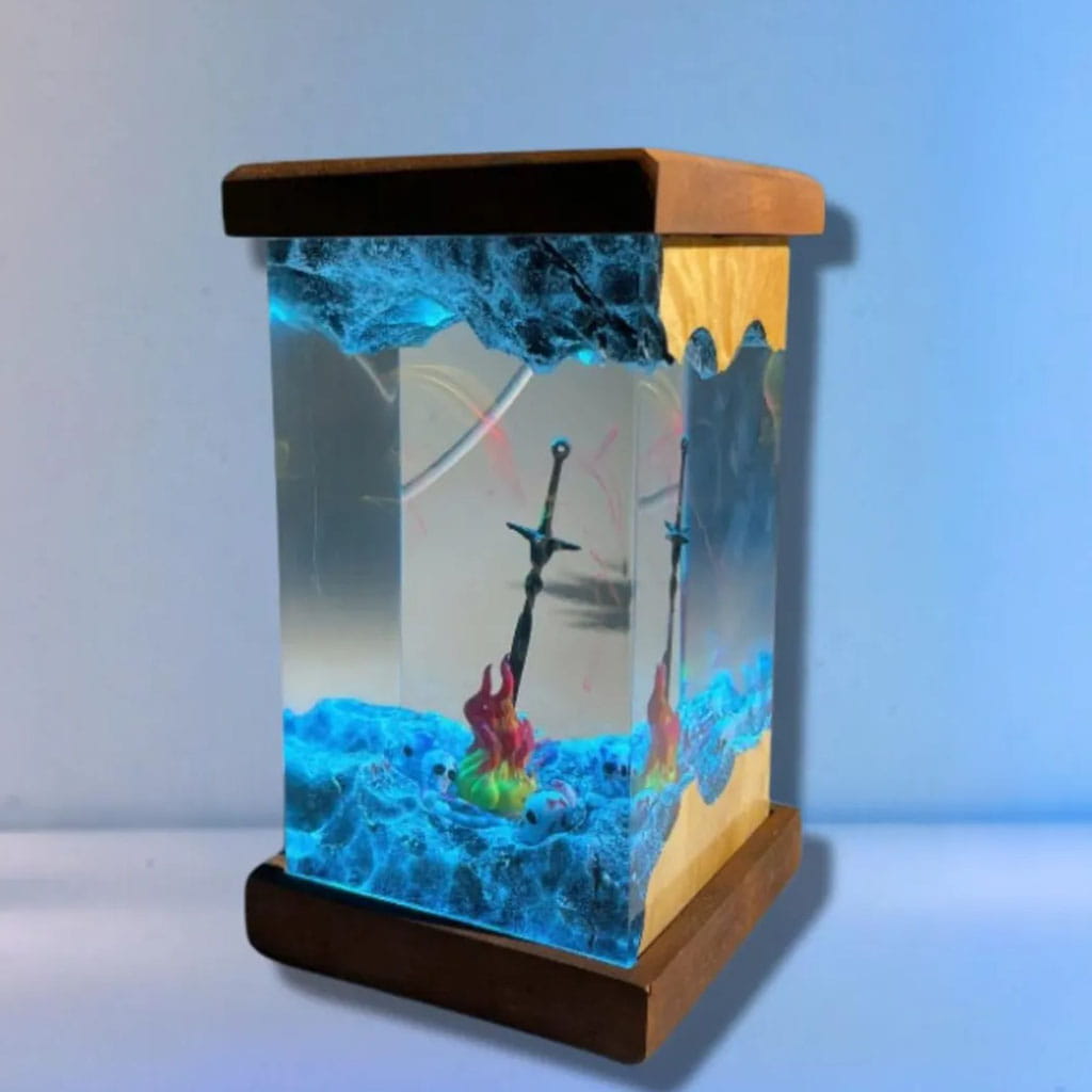 Bonfire Dark Souls Sword Lamp Blue Glow Night Light