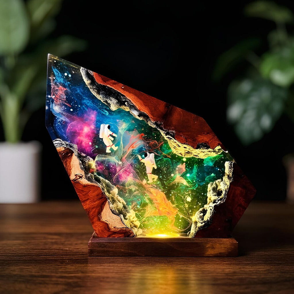 Colorful Galaxy Astronaut Resin Lamp