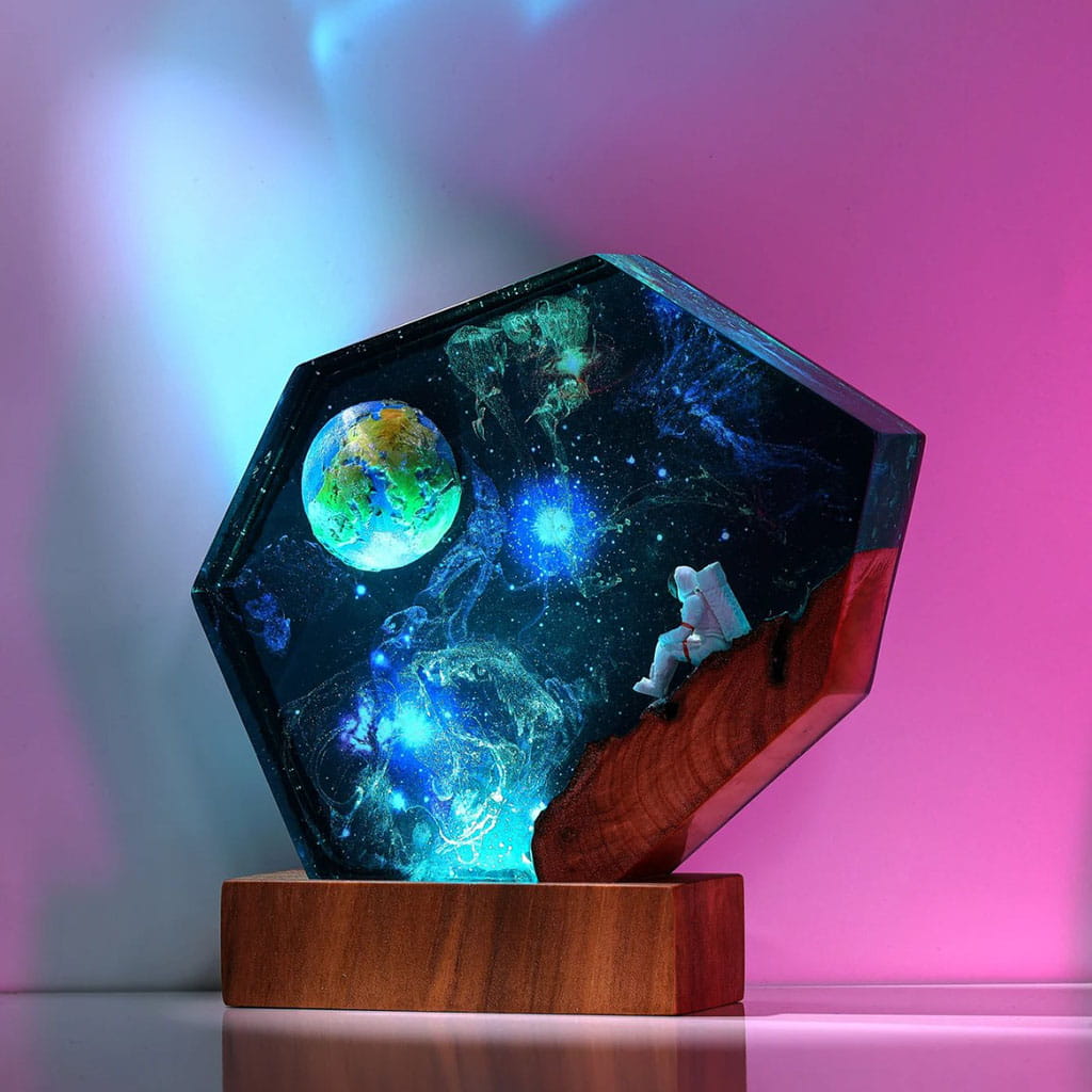 Colorful Nebula Earth Astronaut Lamp