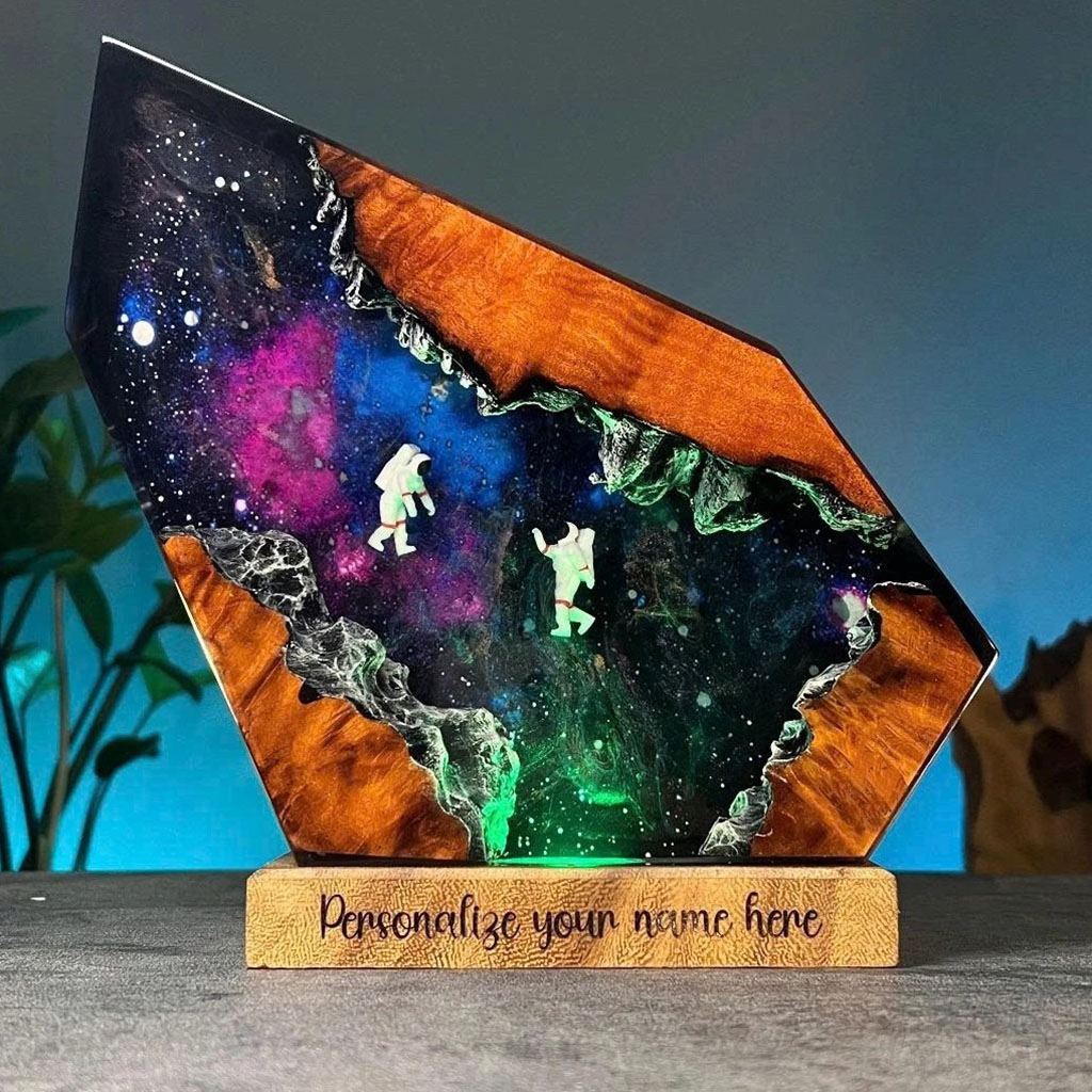Custom Name Astronaut Resin Galaxy Lamp