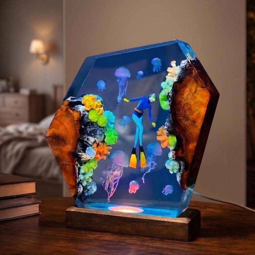 Diver Jellyfish Lamp Bedroom Night Light