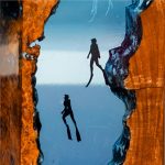 Diver Resin Lamp Ocean Wave Close Up