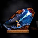 Dragon Ball Goku Resin Lamp, Blue LED Epoxy Art Night Light