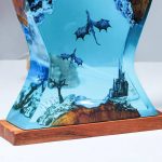 Dragon Castle Resin Lamp Blue Fantasy