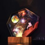 Earth Astronaut Resin Lamp Wood Stand