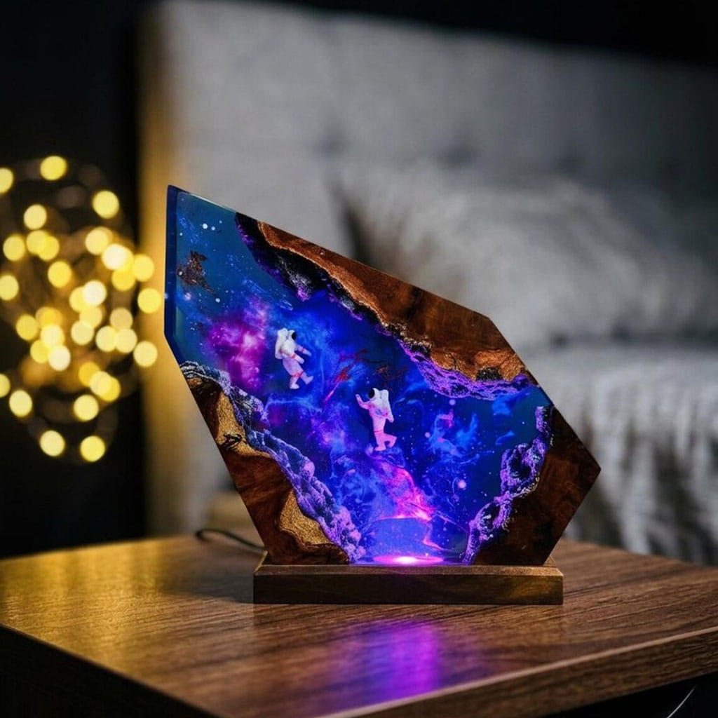 Galaxy Astronaut Resin Night Light In Bedroom