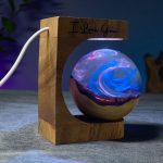 Galaxy Resin Lamp I Love You Wood Base