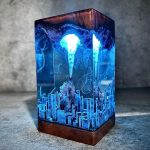 Godzilla Resin City Lamp Blue Light Epoxy Night Light