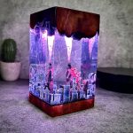 Godzilla Resin City Lamp Pink Light Epoxy Night Light