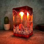 Godzilla Resin City Lamp Red Light Epoxy Night Light