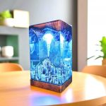 Godzilla Resin Lamp on Table Handmade City Night Light