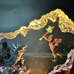 Godzilla vs Kong Resin Lamp Close Up Yellow Light
