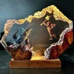 Godzilla vs Kong Resin Lamp Handmade Epoxy Decor