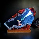 Goku Anime Resin Lamp, Dark Blue Epoxy Night Light Handmade Gift