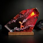 Goku Kamehameha Resin Night Light, Red Flame LED Anime Lamp Gift