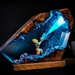 Goku Super Saiyan Blue Resin Lamp, Handmade Epoxy Night Light Decor