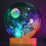 Green Glow Earth Astronaut Resin Lamp