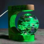 Green Glow Spaceship Globe Resin Lamp