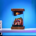 Gundam Epoxy Lamp Blue Backlight Wooden Frame Display