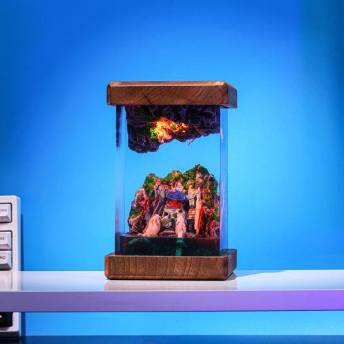 Gundam Epoxy Lamp Blue Backlight Wooden Frame Display