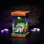 Gundam Resin Lamp Diorama Night Light Wood Frame Close Up