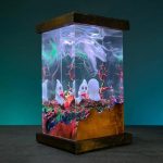 Halloween Ghost Lamp Teal Background Epoxy Resin Night Light