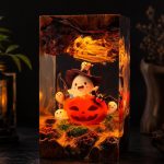 Halloween Pumpkin Lamp Orange Light Ghost Resin Decor