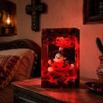 Halloween Pumpkin Lamp Red Light Ghost Resin Decor