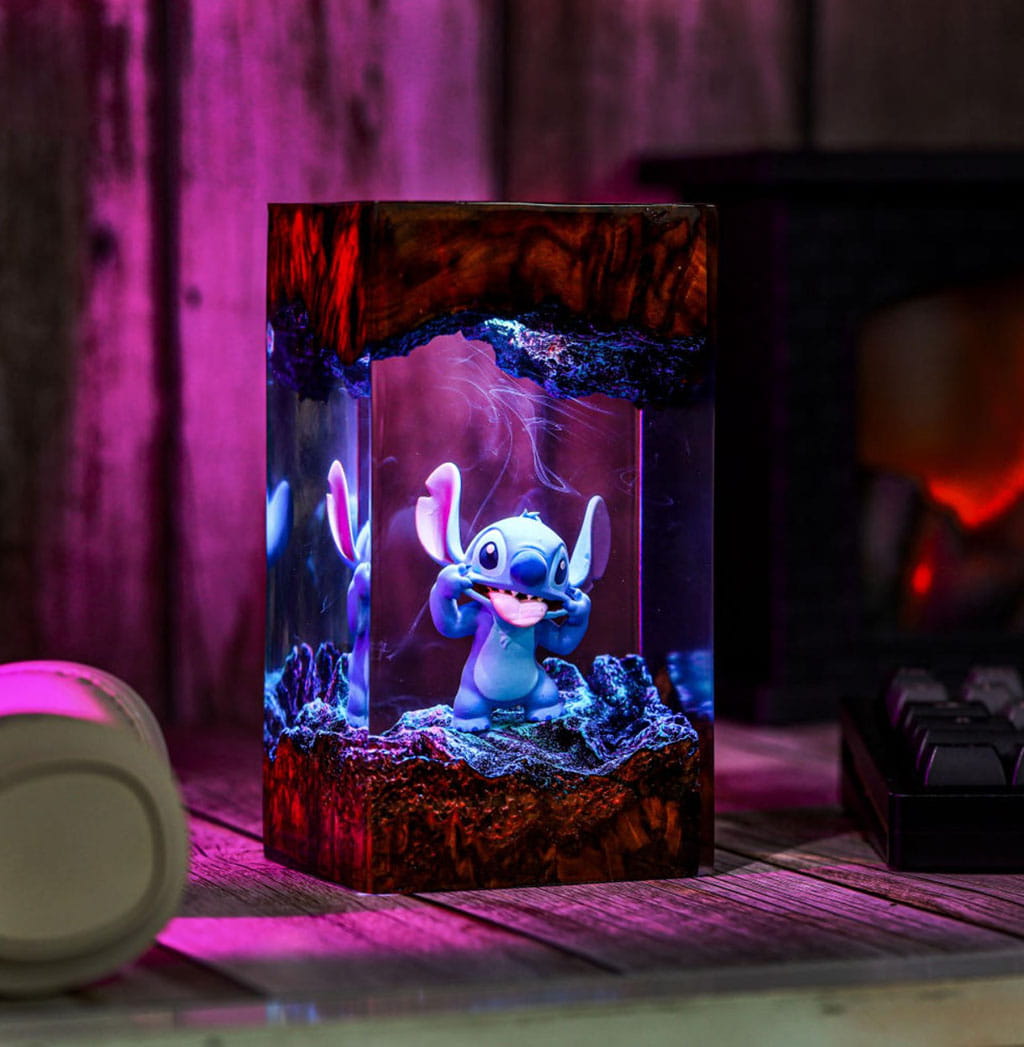 Handmade Stitch Night Light Resin Lamp Pink Ambient Scene