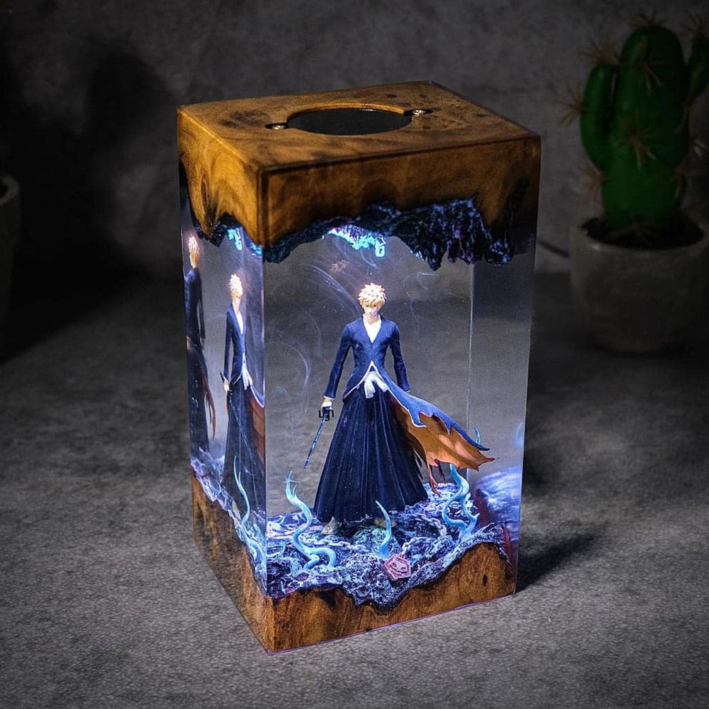 Ichigo Resin Lamp Handmade Night Light Wood Top Design