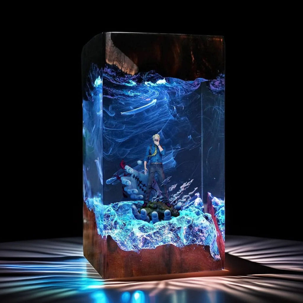 Kento Nanami Epoxy Lamp Blue Lightning Night Light Display