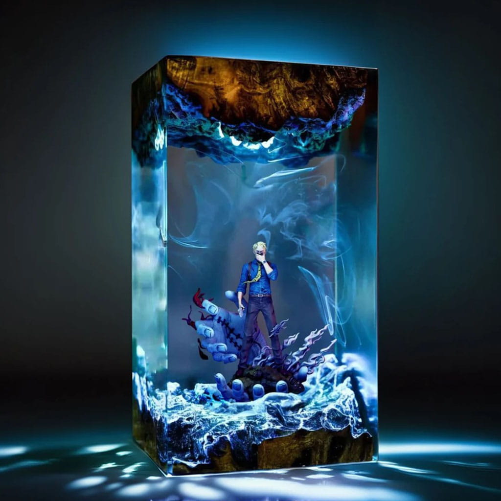 Kento Nanami Resin Lamp Night Light Icy Blue Lightning Effect