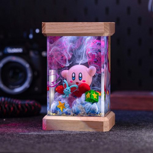 Kirby Dream Land Resin Lamp Dark Background Decor