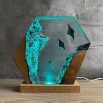 Manta Ray Hexagon Lamp Teal LED Glow