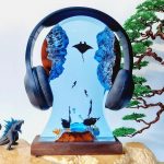 Manta Ray Ocean Resin Headphone Stand Lamp