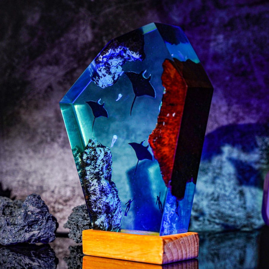 Manta Ray Reef Lamp Purple Rock Light